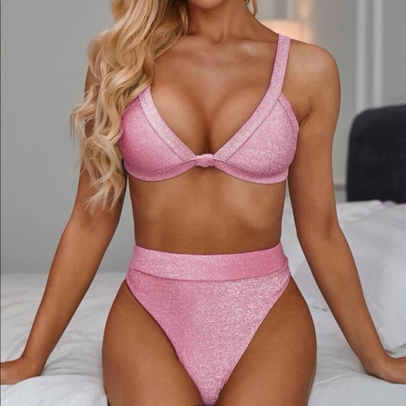 Swim Pretty In Pink Glitter Bikini Set Poshmark